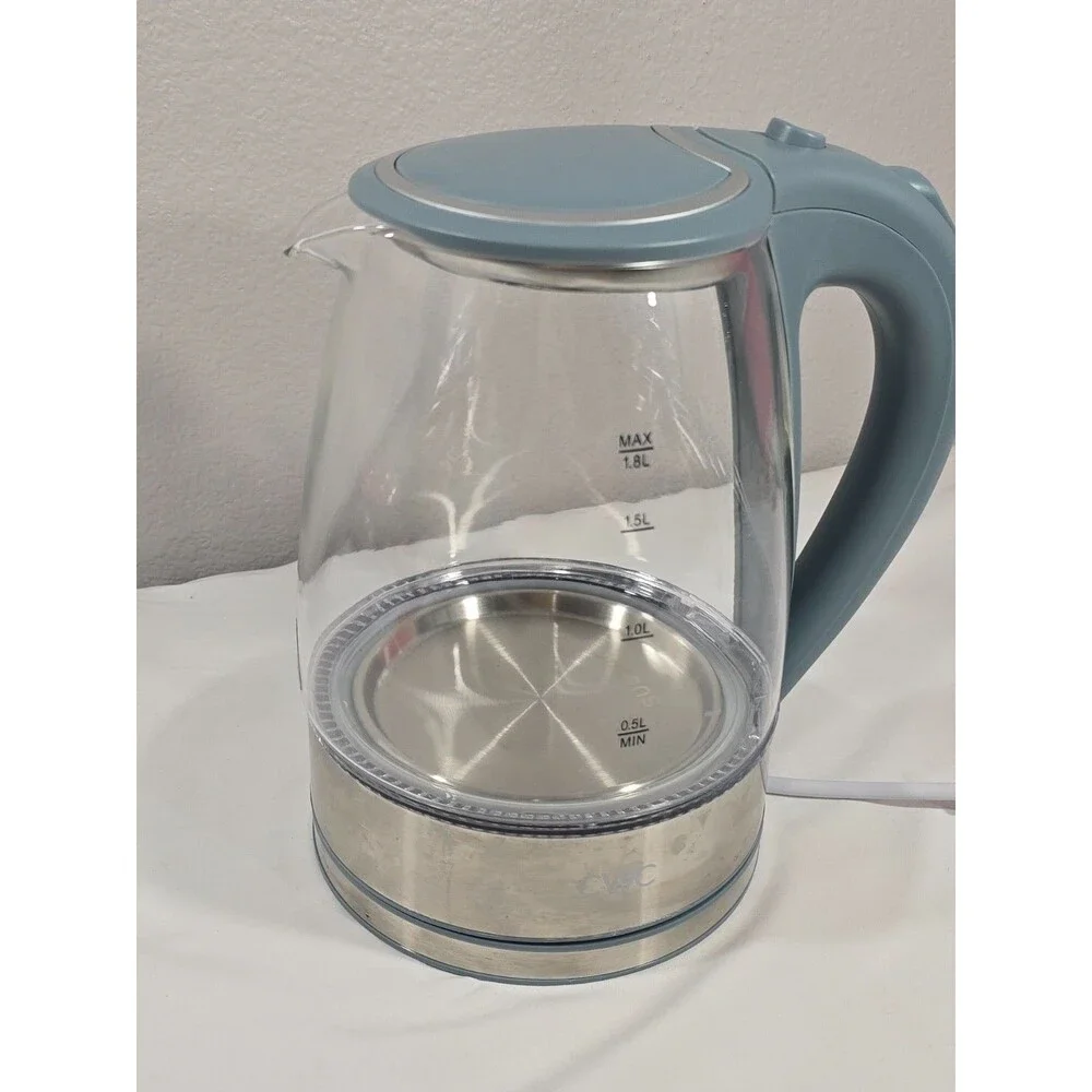 CWC Electric Glass Kettle 1.8L with Overheat Protection Light Blue - Model CGLSK